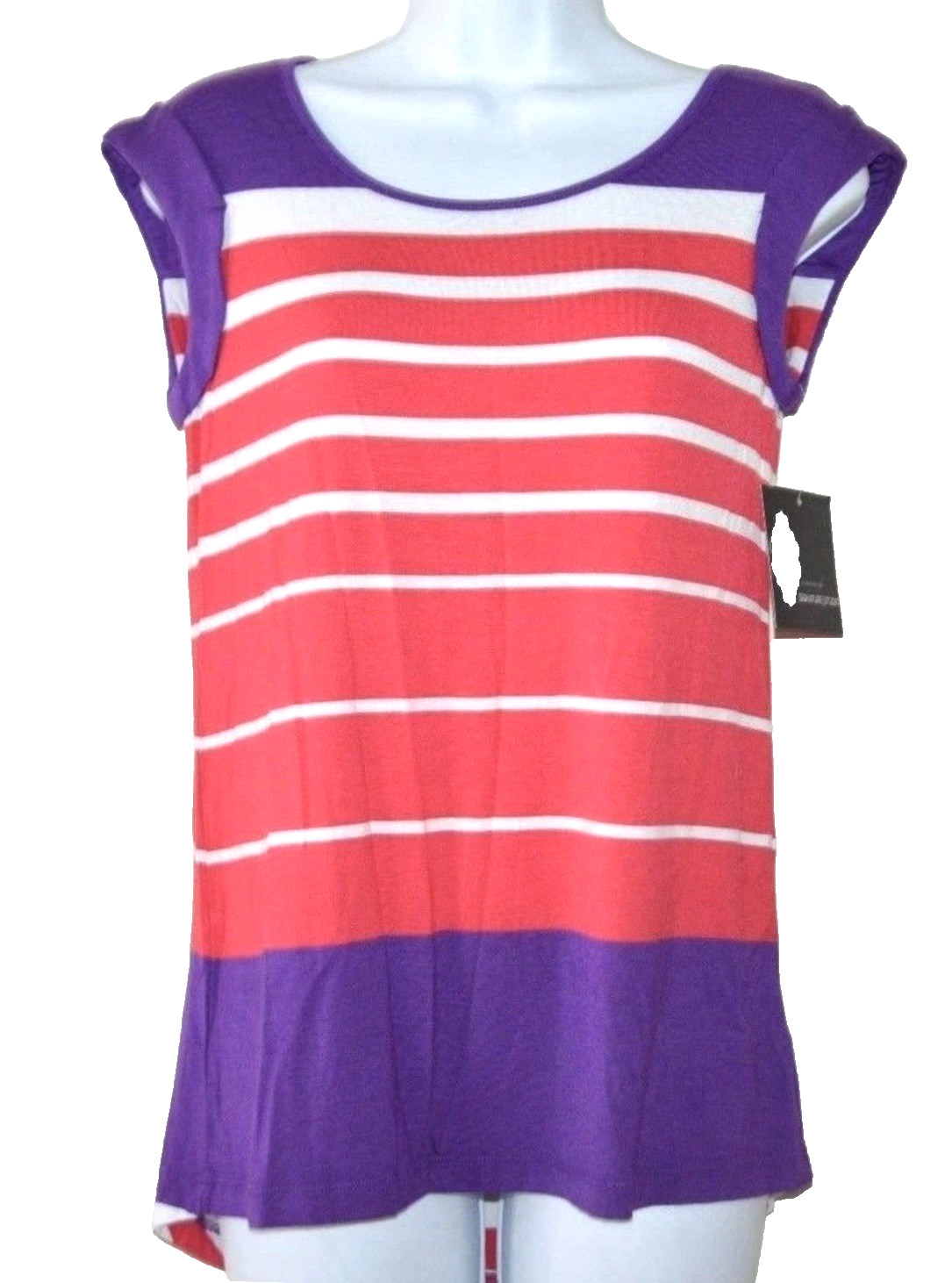 Signature Studio Purple Combo Knit Striped Top Size Medium