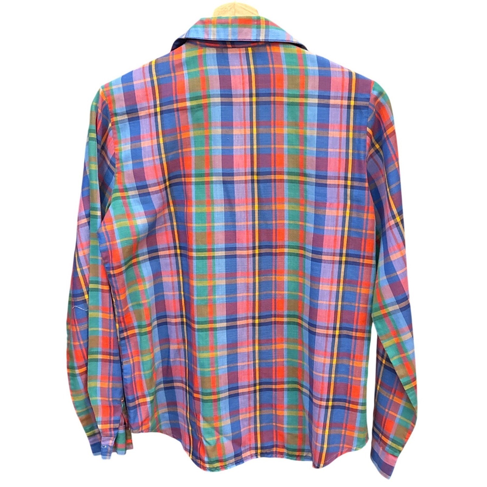 Vintage 90s Koret City Blues Plaid Button Down Shirt Preppy Dark Academia Retro