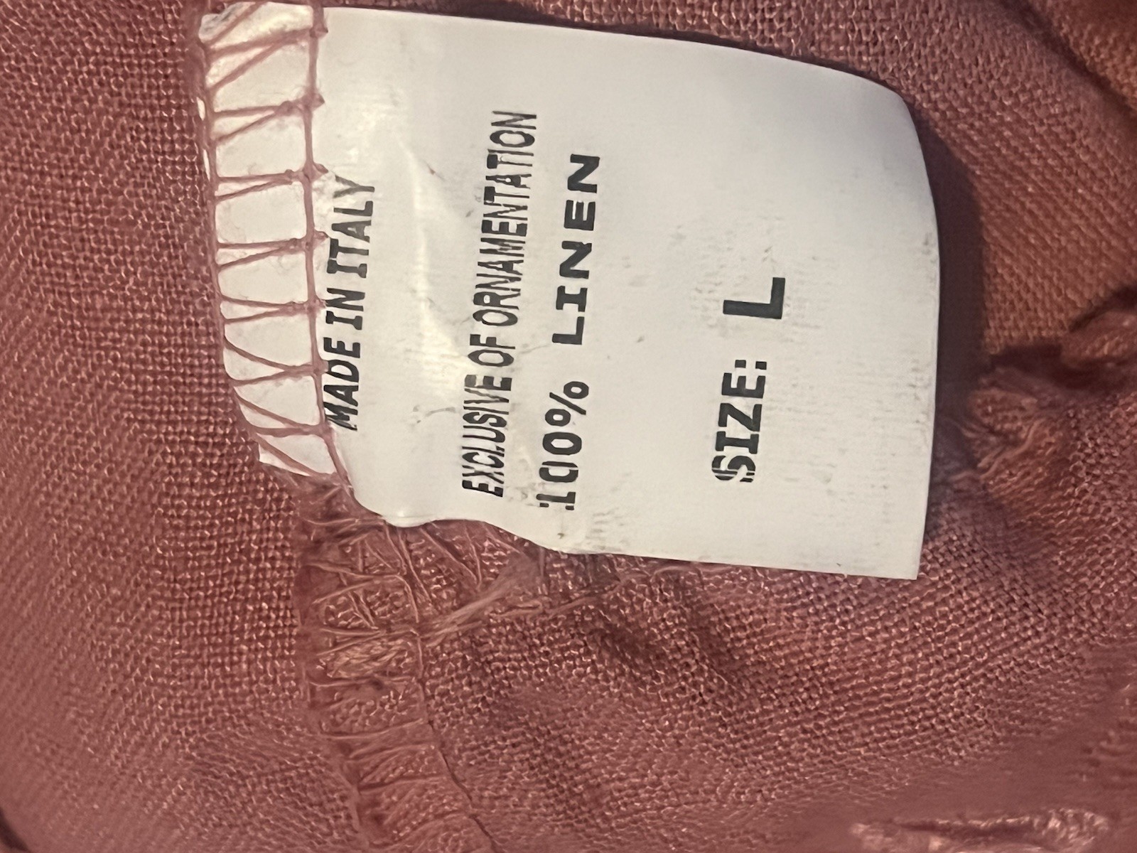 Lina Tomei 100% Linen Top Womens Large Dusty Rose Embroidered Boho Cottagecore