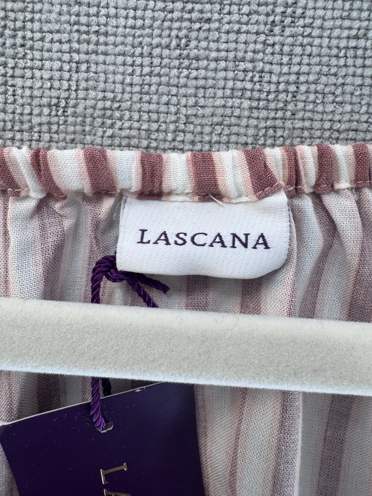LASCANA Blouse Women US 8/10 Pink White Striped Flutter Sleeve