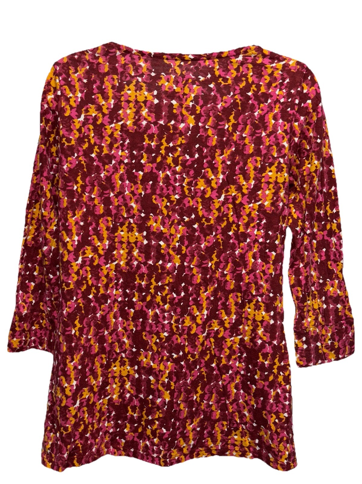 Merona Women Size M Pullover Cowl Neck 3/4 Sleeve Top Multicolor Floral Print