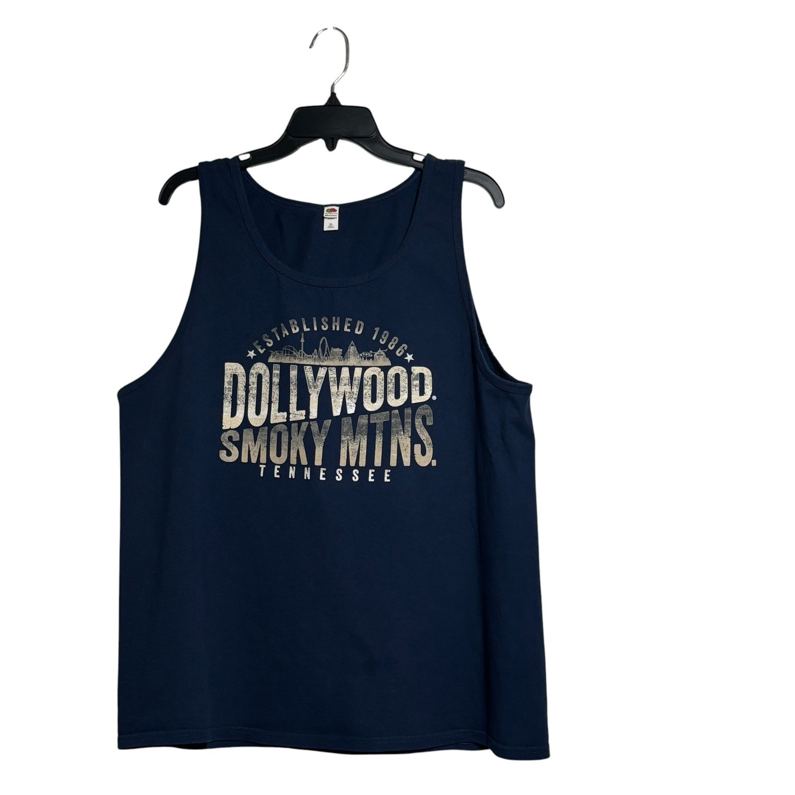 Dollywood Smoky Mountains Tennessee Navy Tank Top XL Dollycore Souvenir Retro