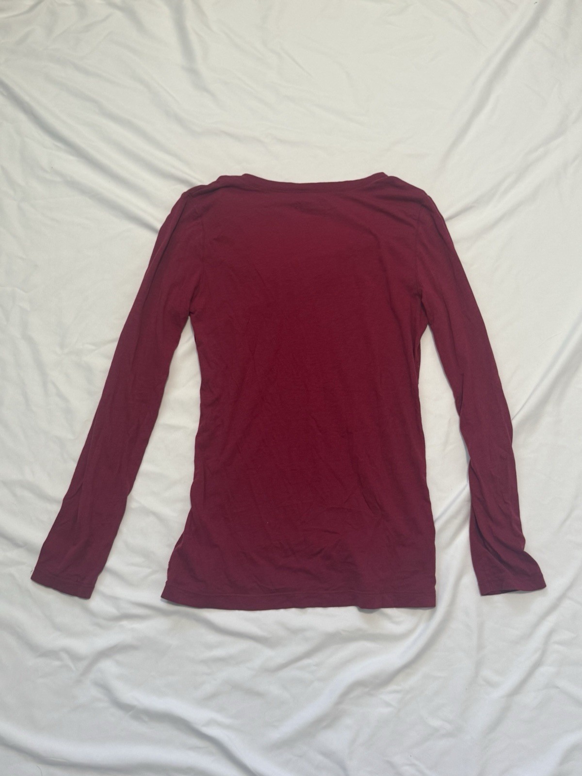 Aerie Long Sleeve V Neck Tee Soft Berry Burgundy Women’s L