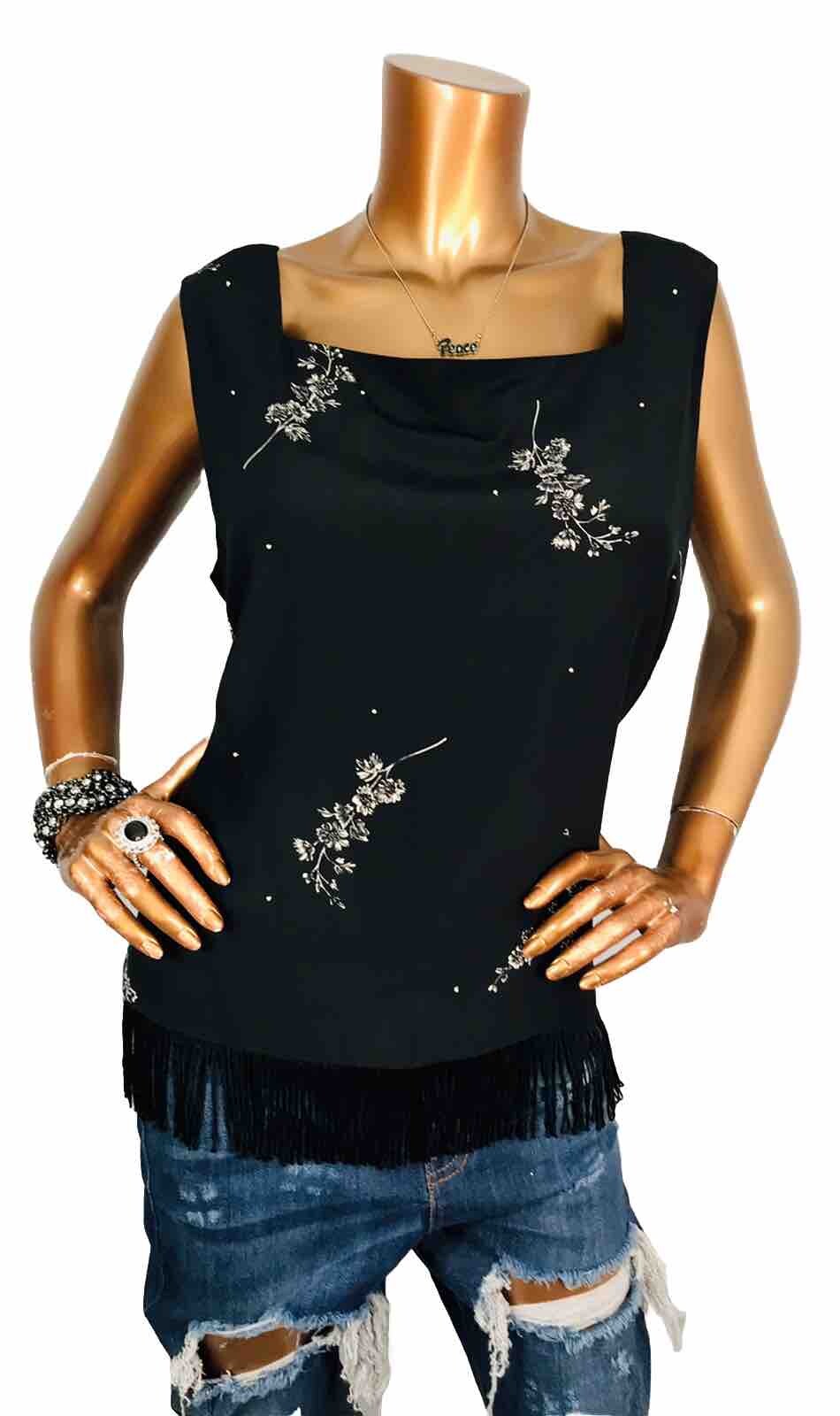 Due per Due 20W or 1X Plus Top NWT $128 Fringe Crop Hem 100% Silk Blouse Soft