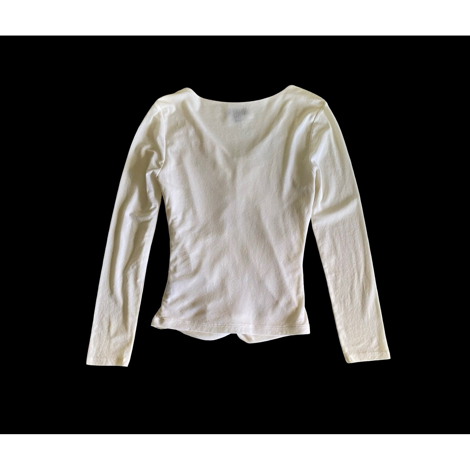 Classiques Entier White Ruched Top Size L Long Sleeve Stretch Balletcore