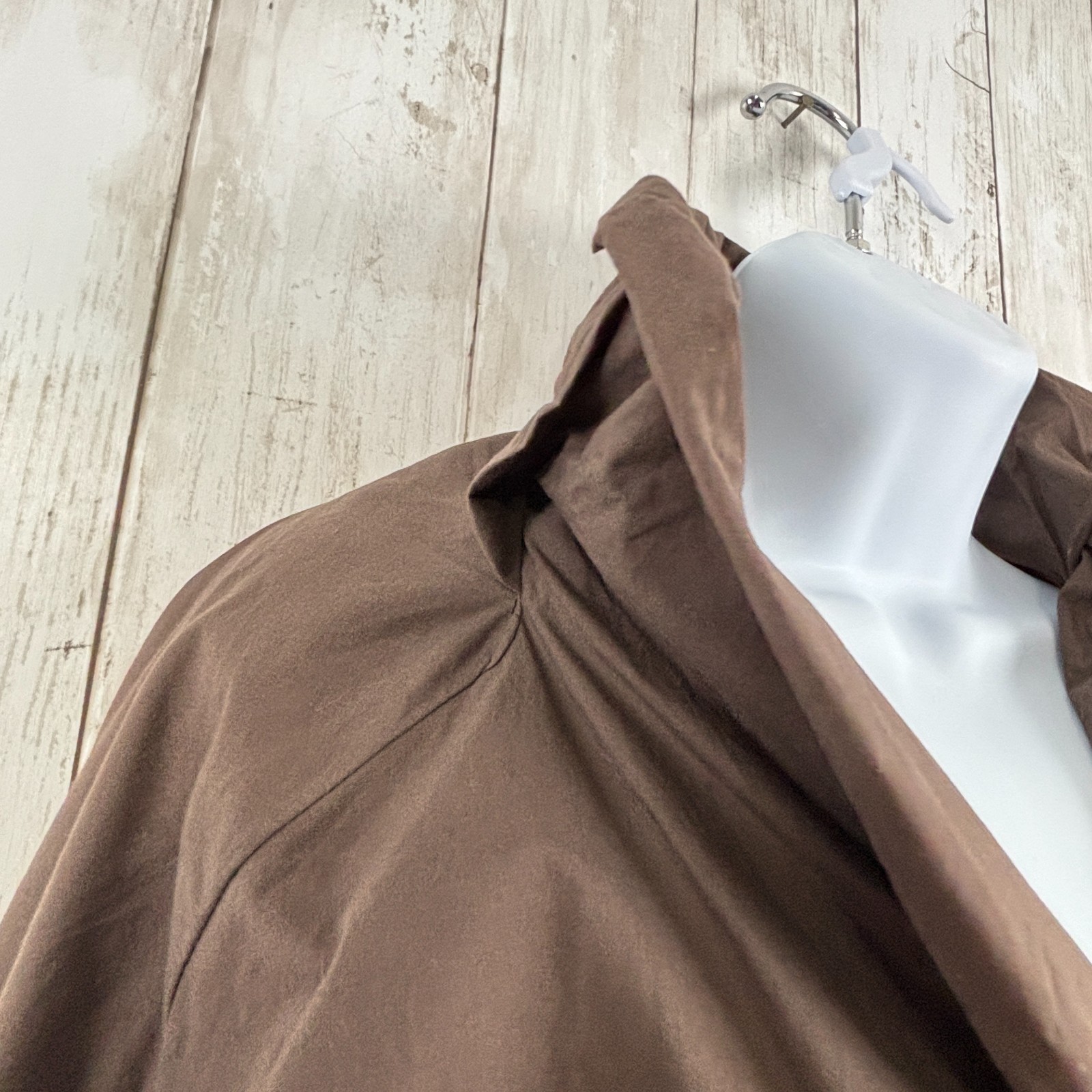 ANNETTE GORTZ Blouse Chocolate Brown Top Blouse V Neck Wrap Flare Sleeve 38/M