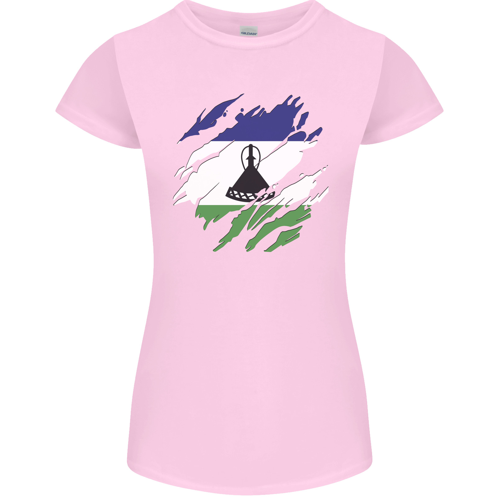 Torn Lesotho Flag Basotho Day Football Womens Petite Cut T-Shirt
