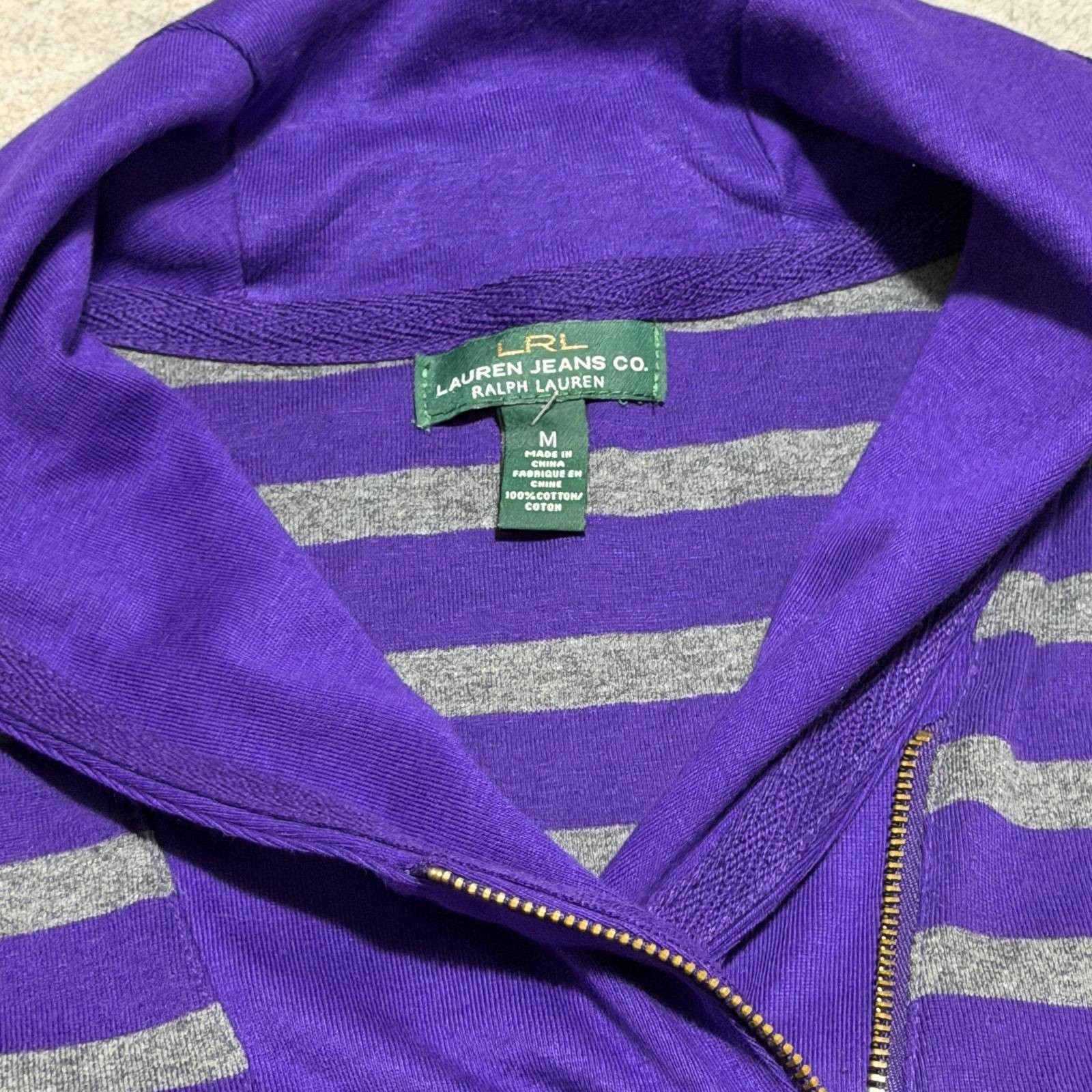 Lauren Ralph Lauren Jeans Co Womens Purple Gray Striped Quarter Zip Pullover M