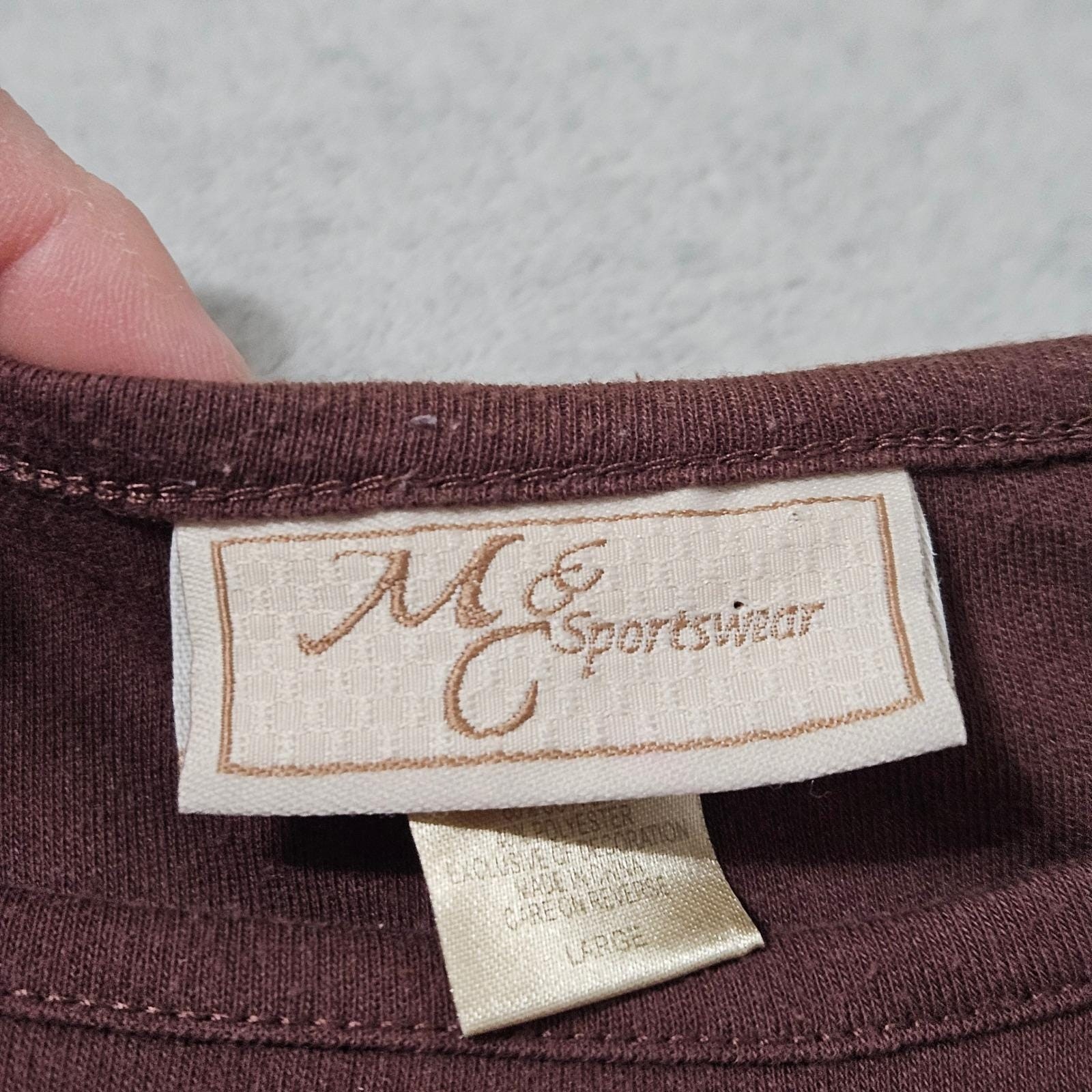 Vtg M&C Sportswear Cardinal Embroidered Top Brown Grandmacore Coquette Large
