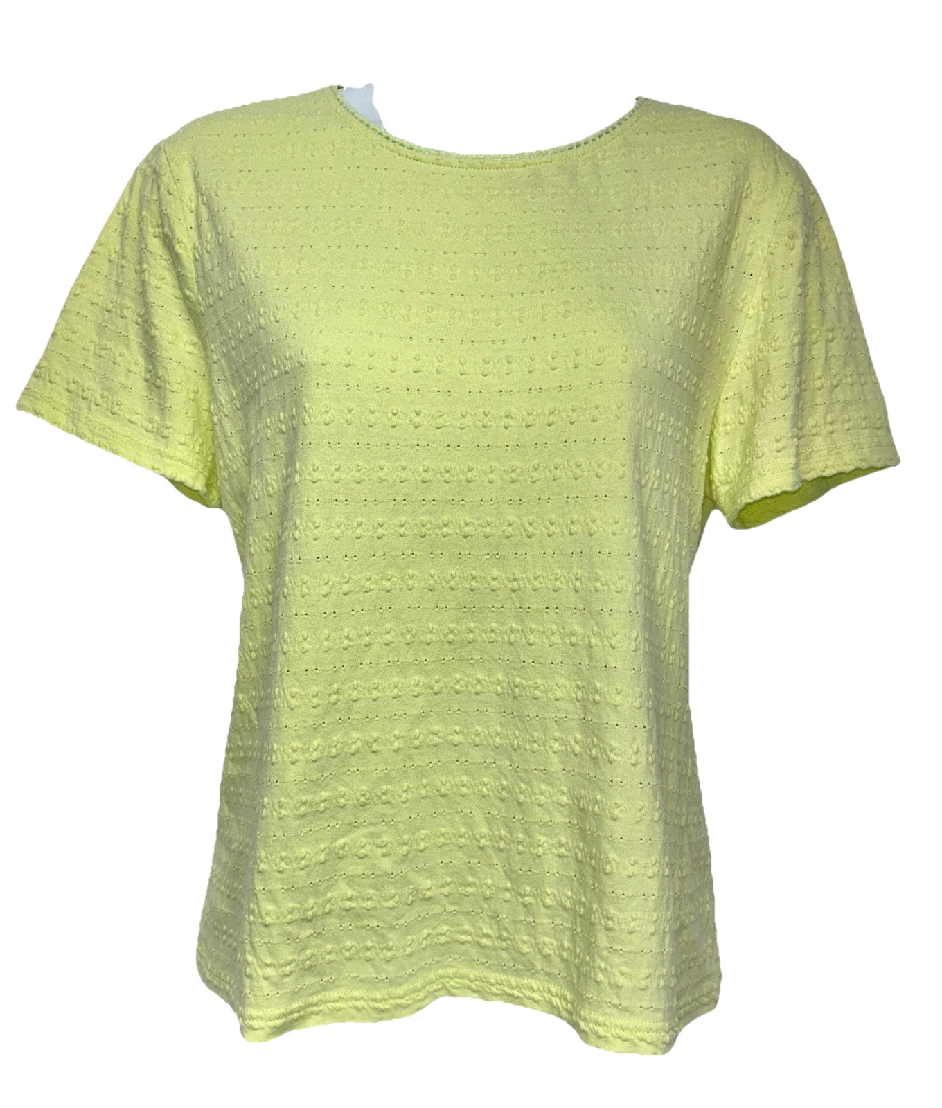 Sag Harbor Sport Women’s Size M Pullover Short Sleeve T-Shirt Yellow Eyelet