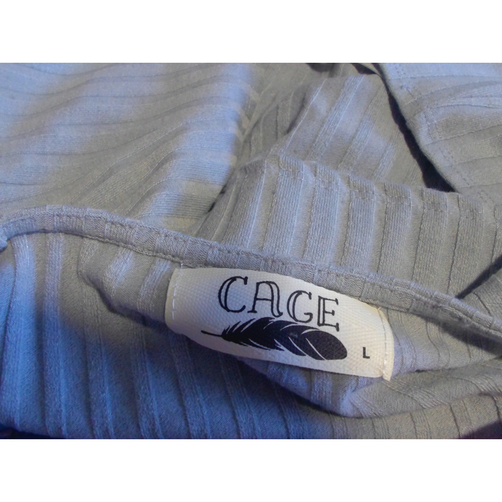 Cage Womens Ribbed Knit Button Front Crop Top Light Blue Sleeveless Tank Large