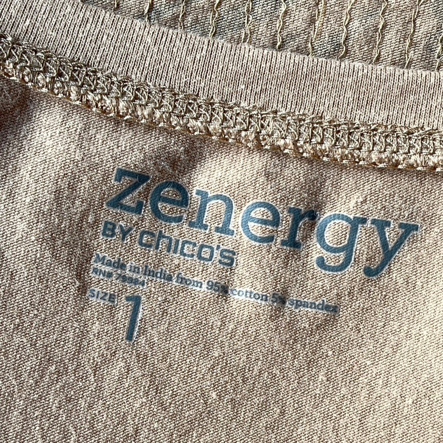 Size 1/M Zenergy by Chico’s Animal Print Beaded Pullover Tank Tee In excellent