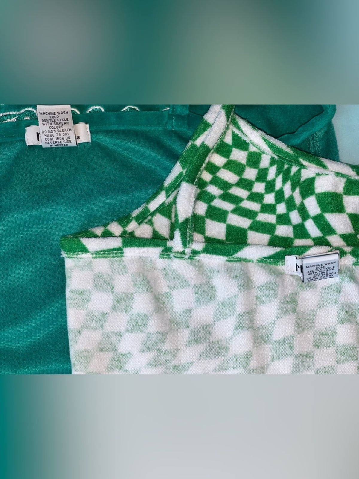 Rue21 Green Checkerboard & Teal Cami Crop Tops-Size S