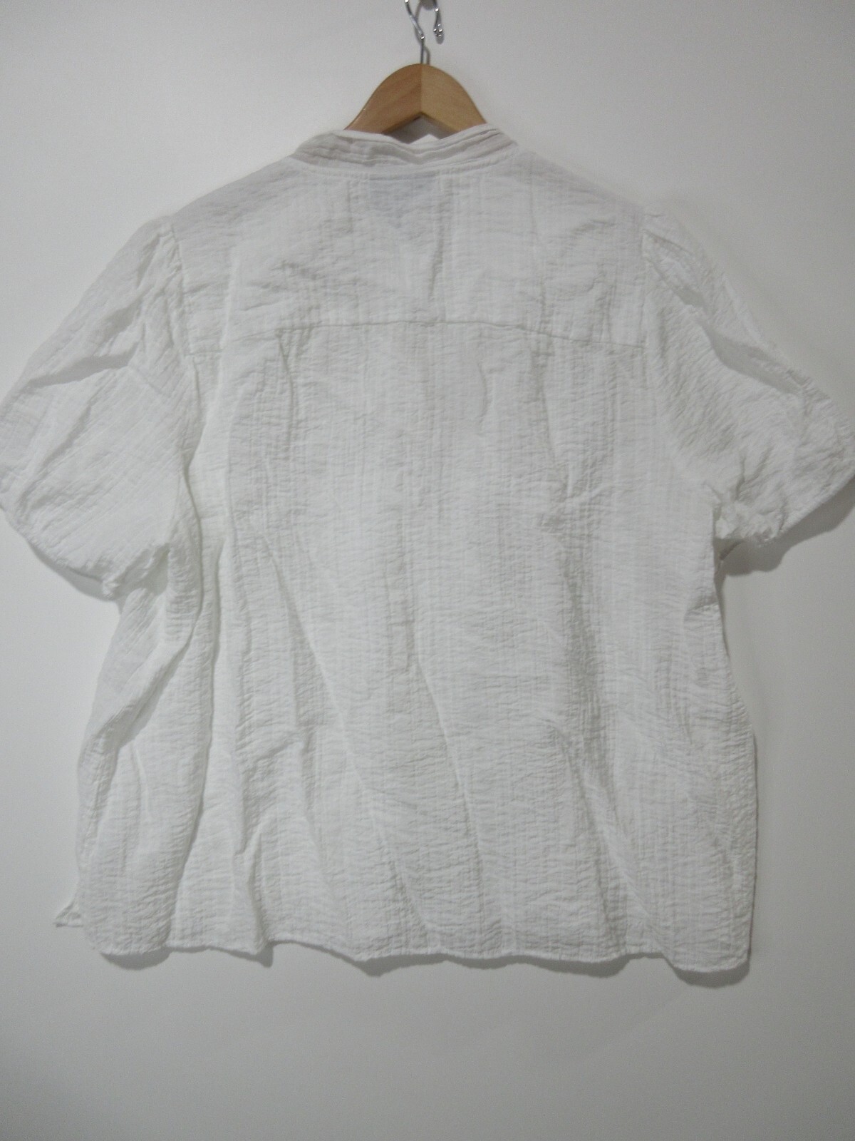 Sz 22 Lane Bryant Blouse Crinkle White Cottagecore Boho Easy Care S/S Top Shirt