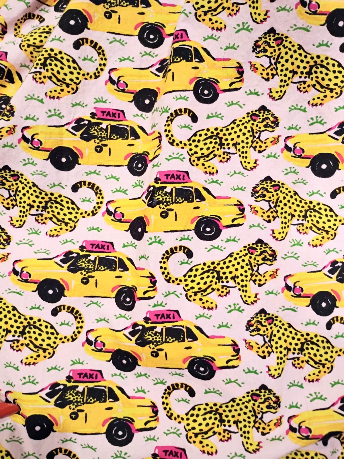 PRINT FRESH SZ 3/4X PLUS TAXI PLEASE/LEOPARDS ORGANIC COTTON ROBE KIMONO RARE