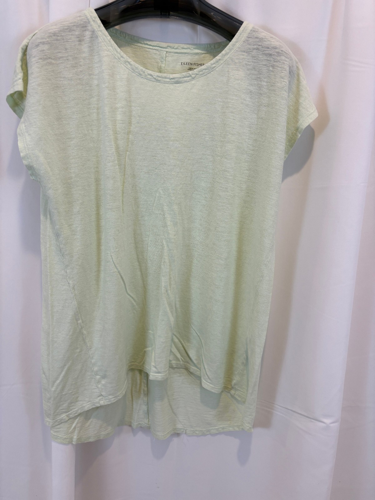 Eileen Fisher Hemp And Organic Cotton Mint Green Sleeveless Hi Low Top Medium