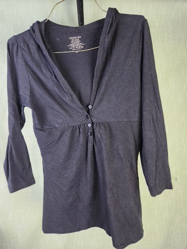 Young USA 3/4 To Long Sleeve Gray Pullover Henley Hoodie A12