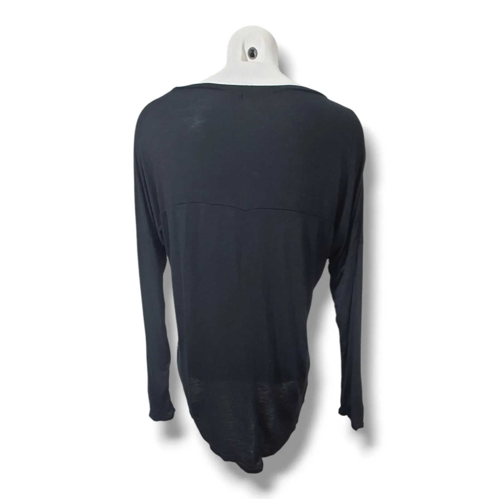 Heart Hips Rayon Spandex Black White High Low Boxy Top M