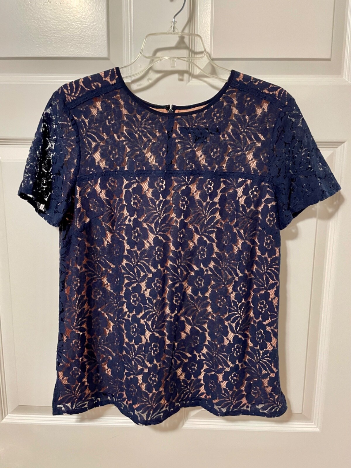 FRENCH CONNECTION Blouse Nocturnal Lace, Poppy under Navy Blue Women’s Size 8