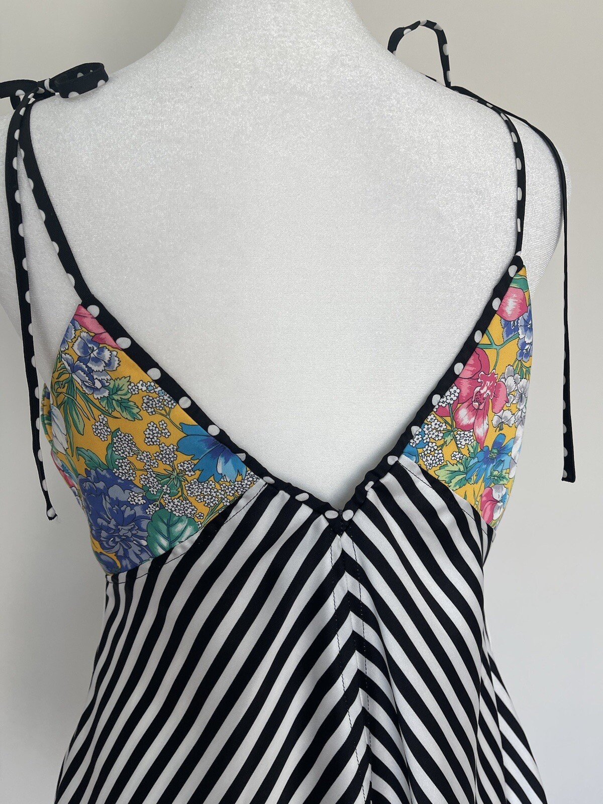 Aquazzura x Racil Designer Striped V-Neck Tie-Shoulder Tank Sz 38 Or 6 MSRP $500