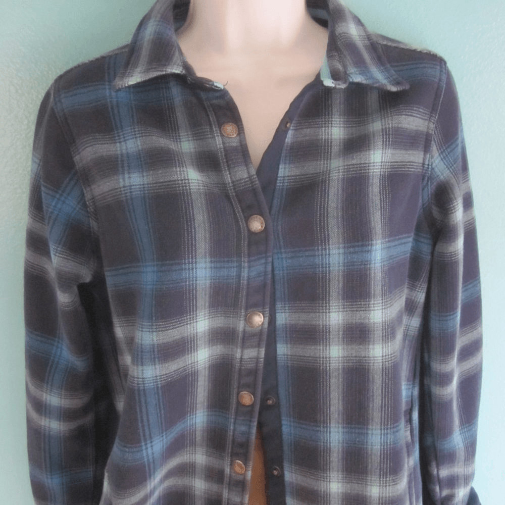 Orvis Womens Small Blue Nova Plaid Fleece Lined Flannel Shirt Jacket Shacket