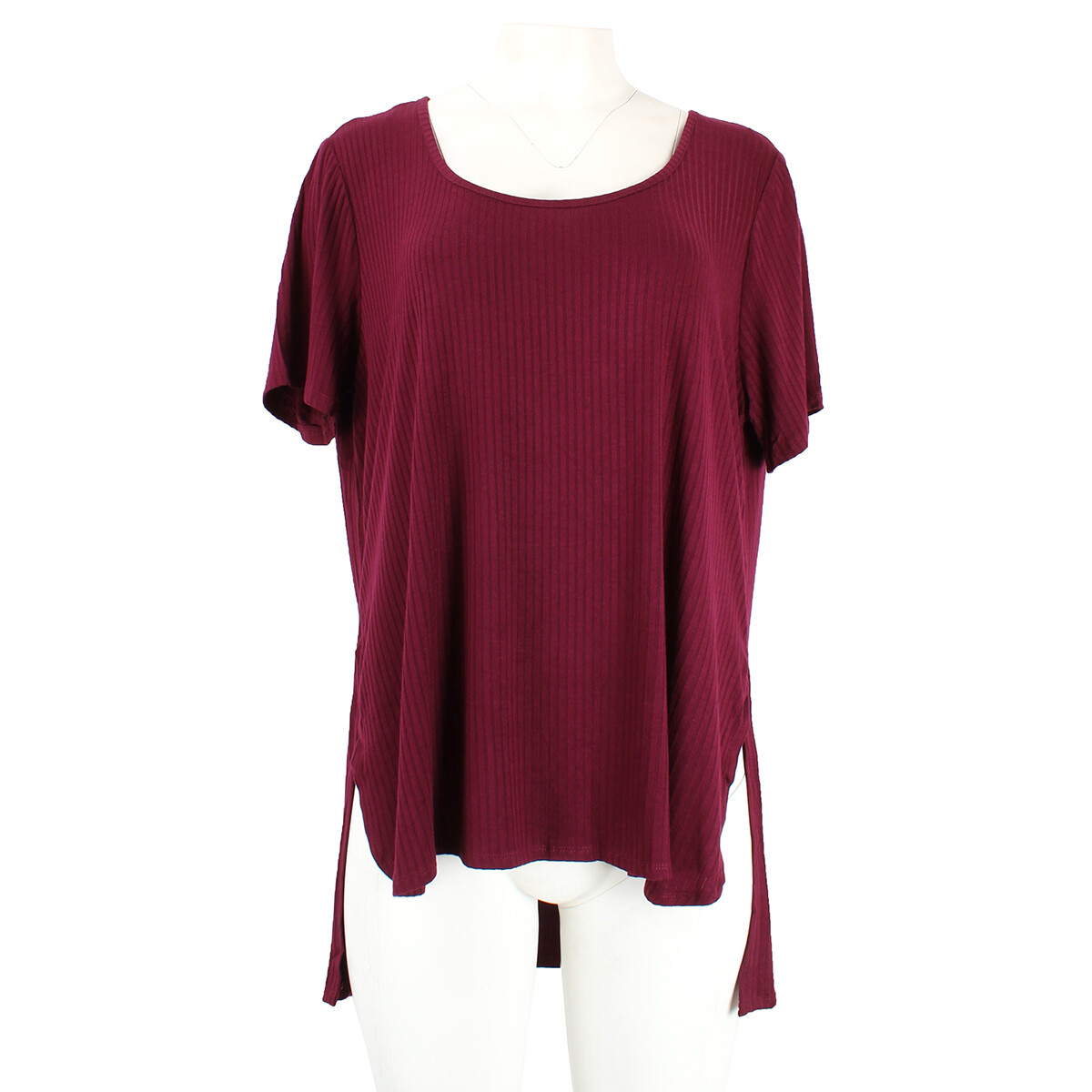 Women’s Plus Size Short Sleeve Hi Lo Ribbed Knit Top 1XL 2XL 3XL