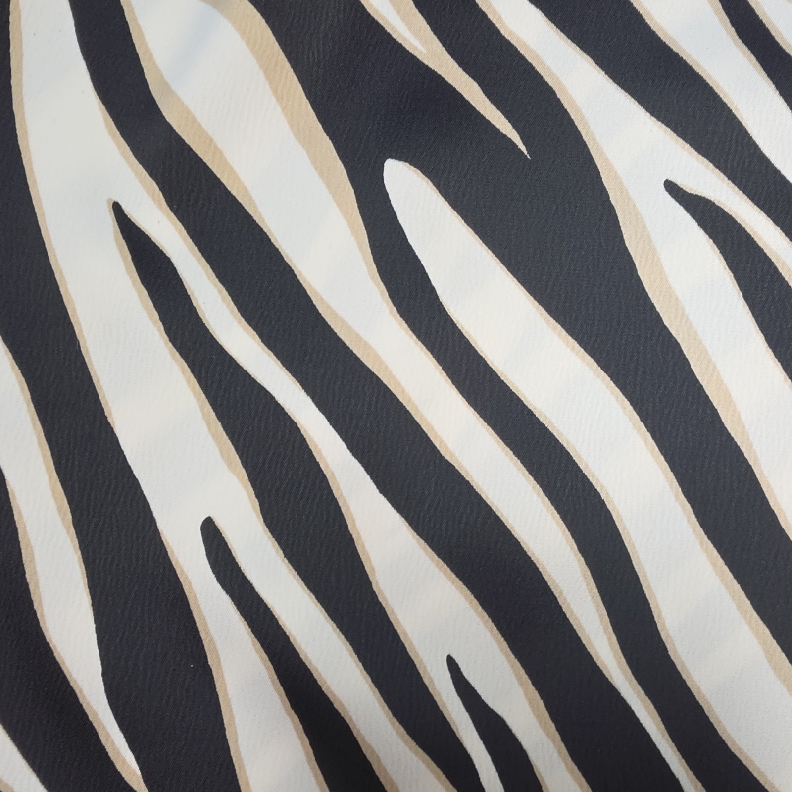Anne Klein Zebra Animal Print Chiffon Round Neck Sleeveless Tank Blouse S