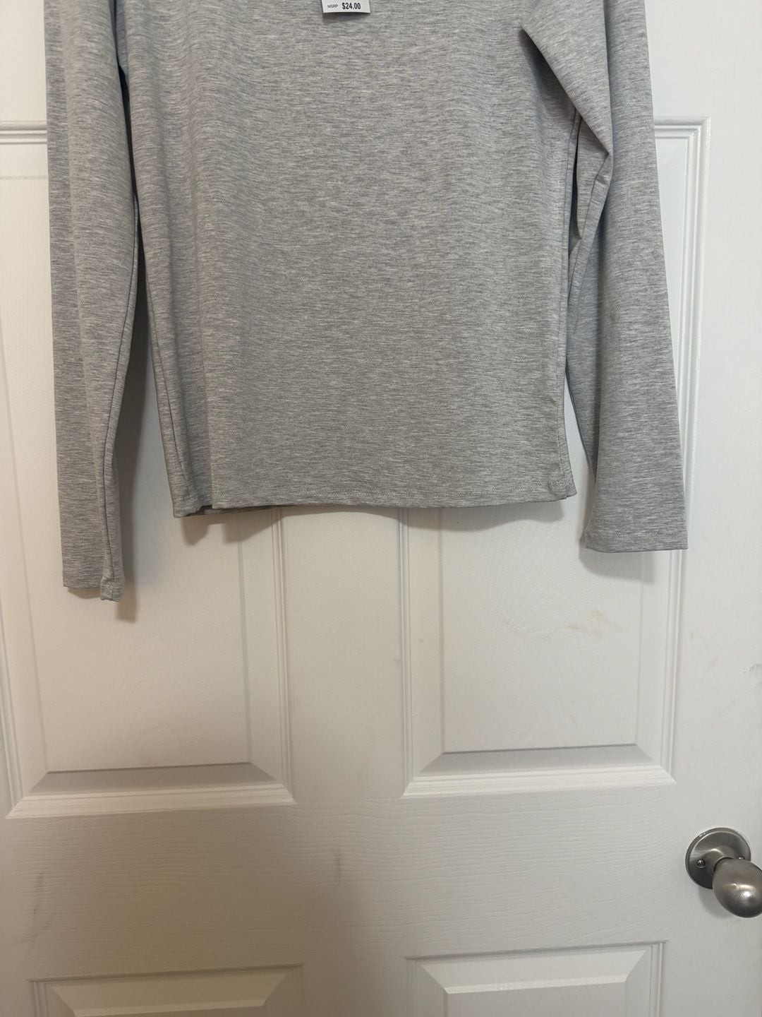 Hippie Rose Heather Gray V-Neck Long Sleeve Knit Top