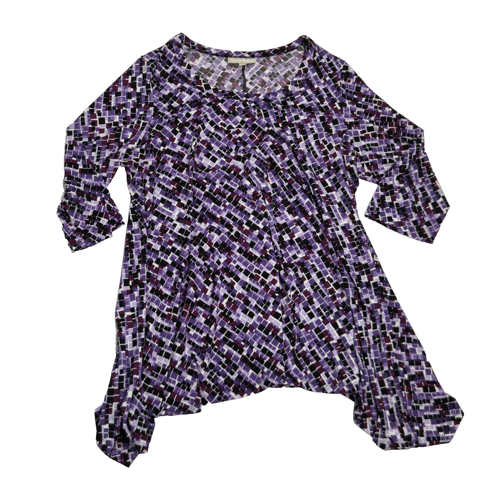 purple and black abstract geometric print womens top size 18/20 woman within
