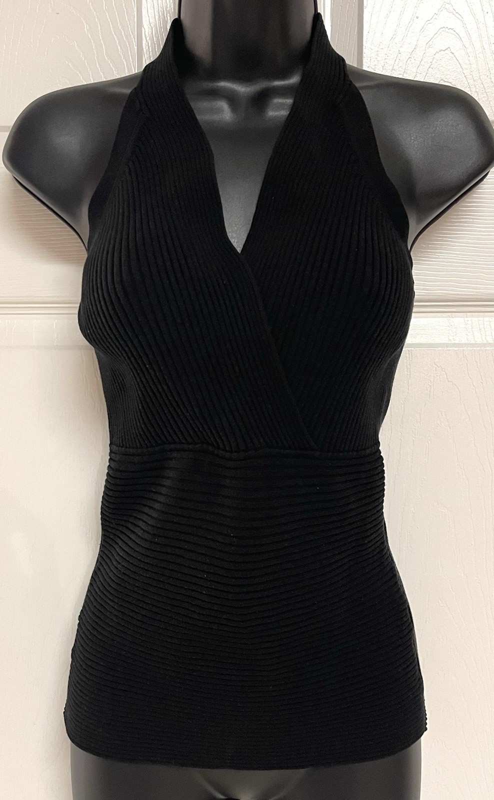 Y2K C’est City By August Silk Vintage Halter Top Size Small Silk Blend Black