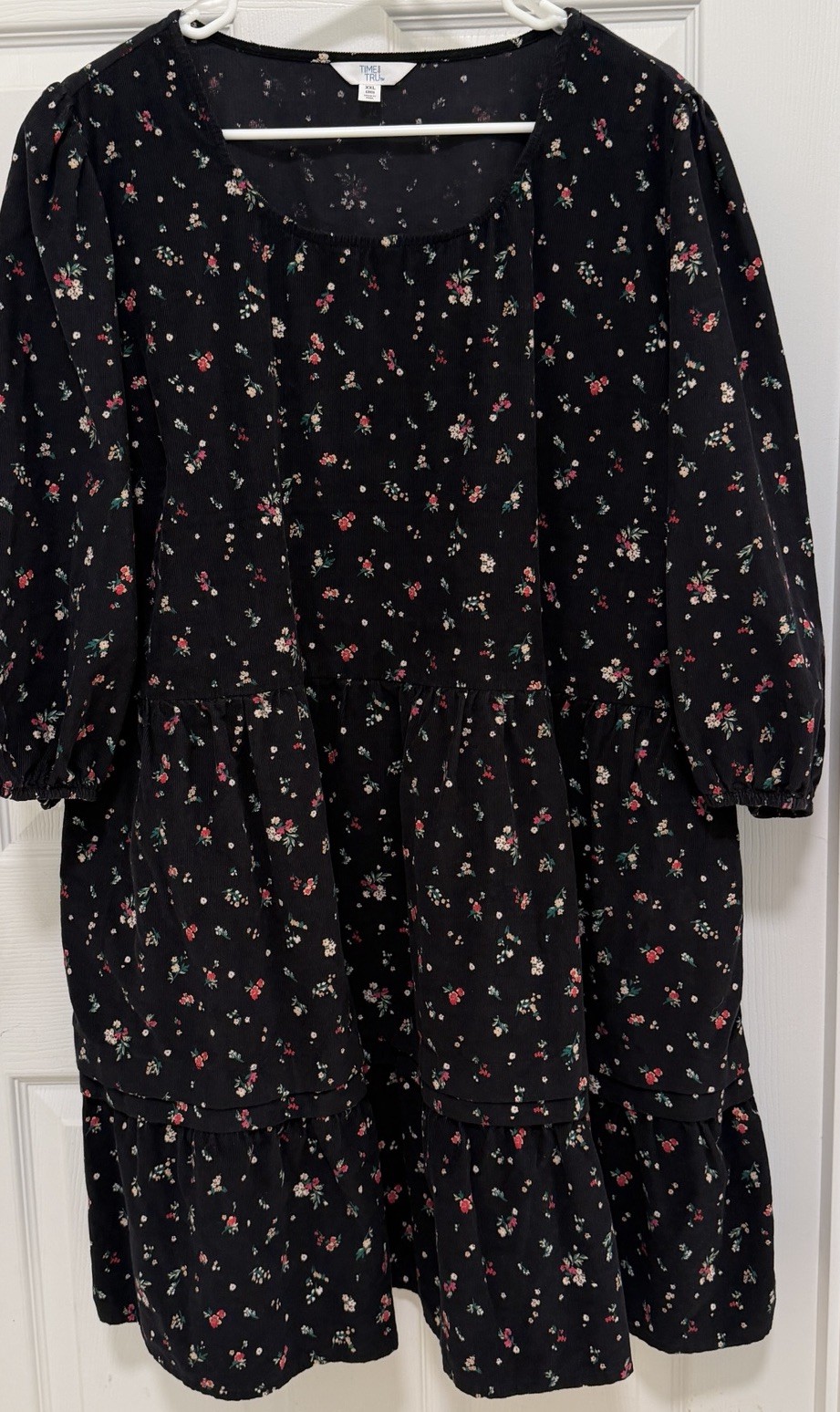 Time and Tru Women’s 2XL Plus Floral Corduroy Fall dress Brown Boho