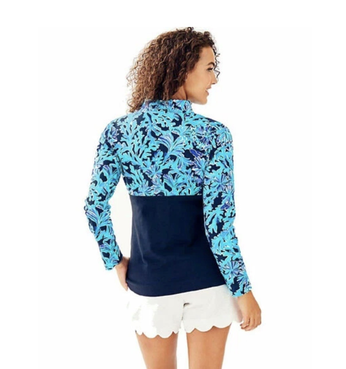 EUC Lilly Pulitzer UPF 50+ Asher Popover In Too Deep Navy Sz XL