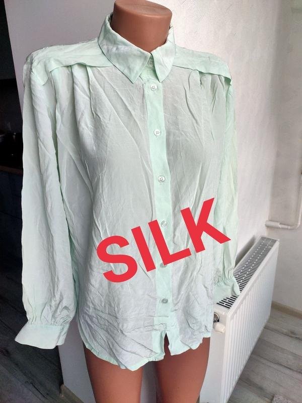 Women Peter Hahn shirt white silk 38/M/46