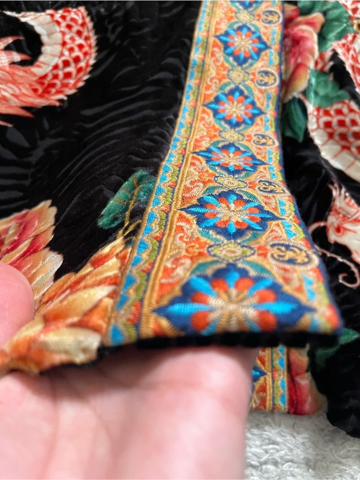 Johnny Was size XS Merhawi Kimono Black Velvet Dragon Kimono Jacket Embroidery