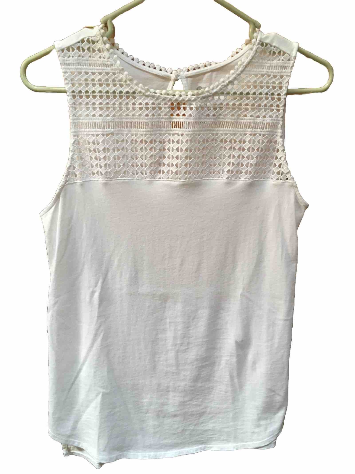 STYLUS Women’s White Tank Top With Cutout Design Sz Med