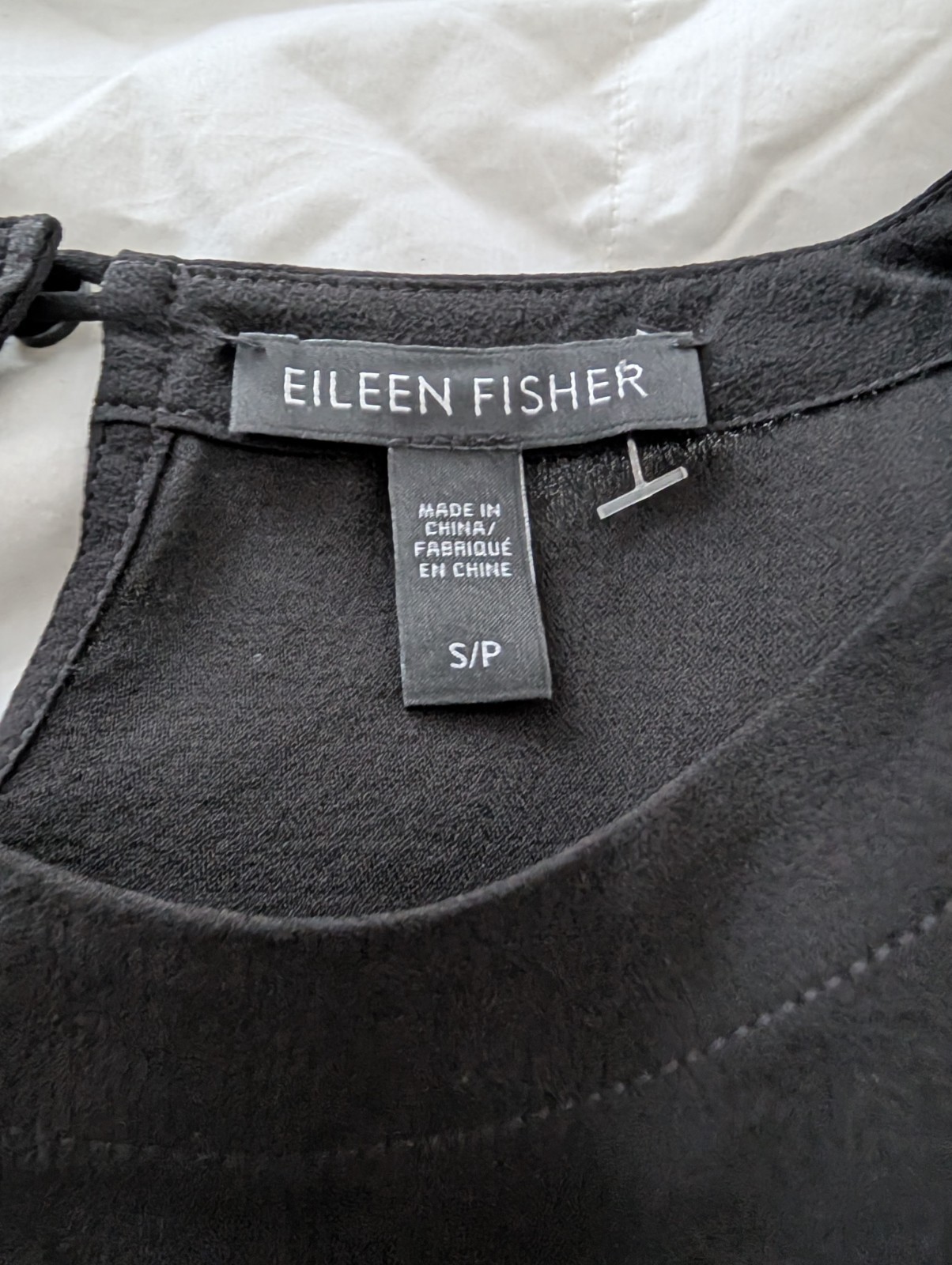 Eileen Fisher Silk Tunic Top Black Long Slv Silk Crepe & Satin Small READ