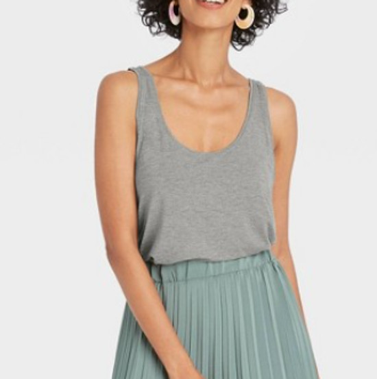 NEW A New Day Women’s Lightweight Heather Gray Scoop Neck Tank Top Size Small