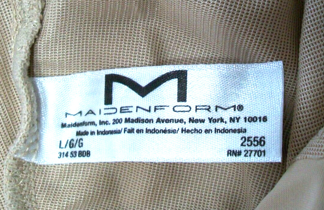 MAIDENFORM SZ L BEIGE SPANDEX SLIMMING SHAPER BODYSUIT~TUMMY THIGH CONTROL