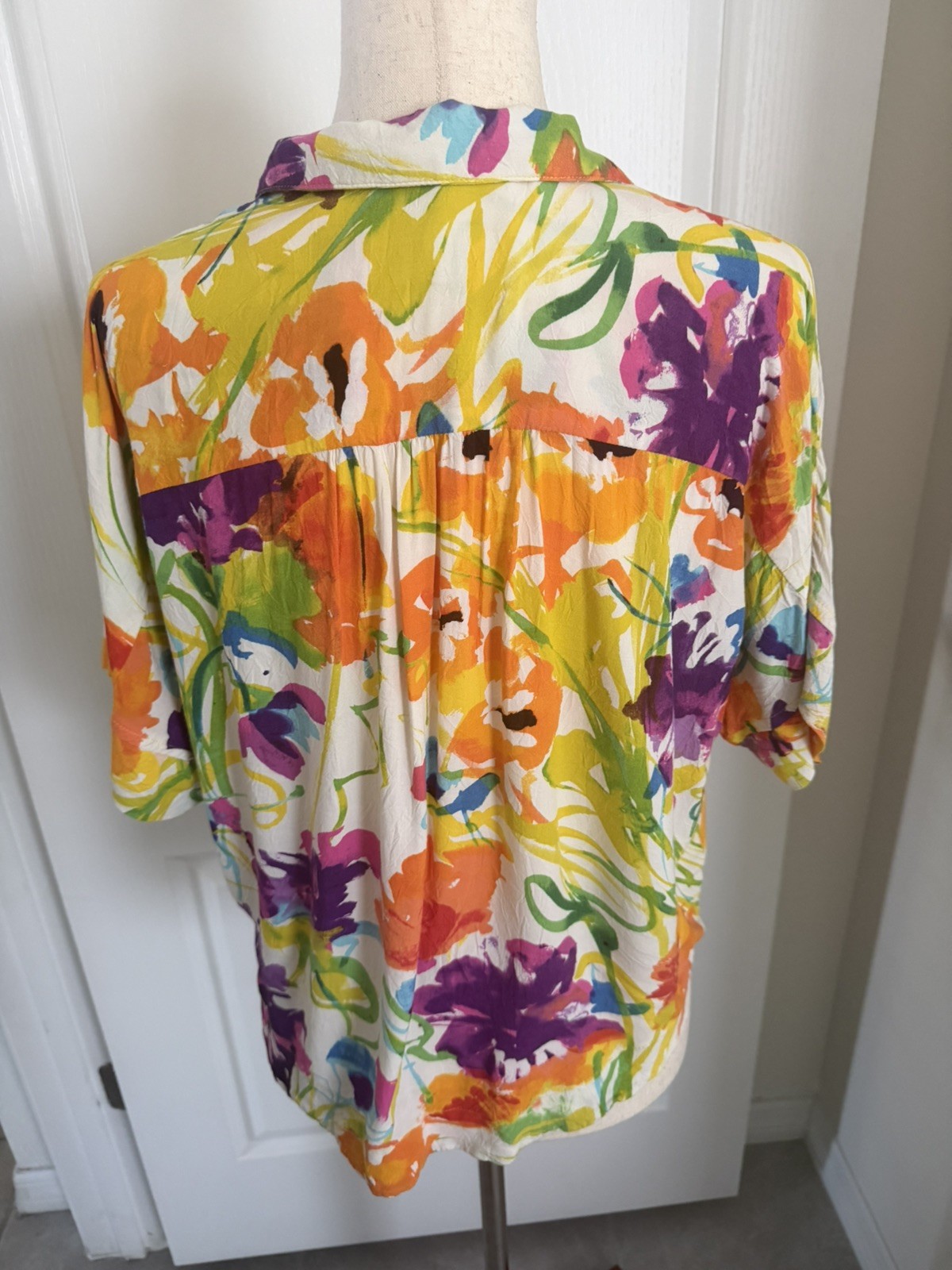 Jams World Women’s S Flower Dream Hawaiian Floral Shirt Button Up Tropical Artsy