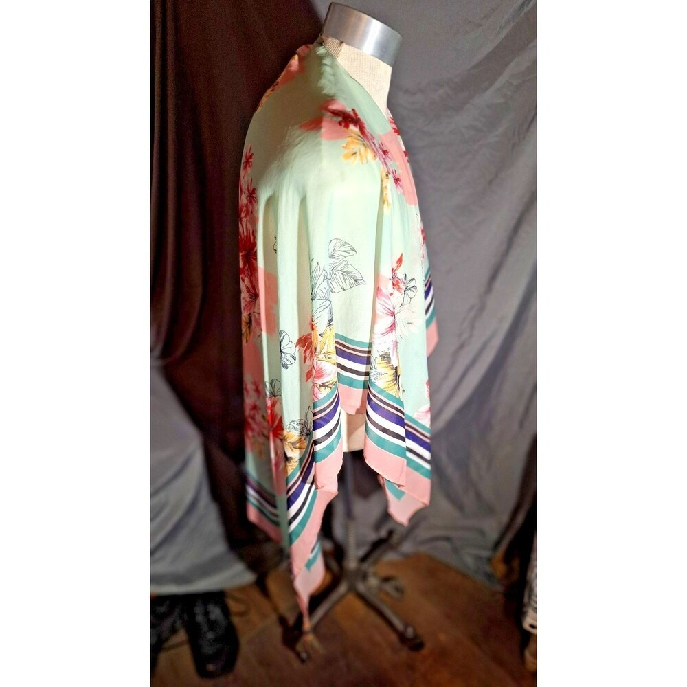Express Womens Open Front Cardigan Top One Size Green Floral