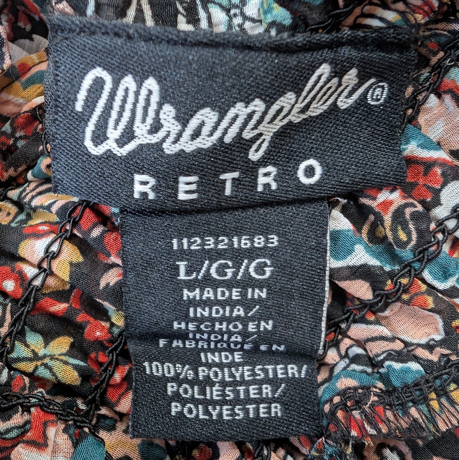Wrangler Retro Women’s L Paisley Boho Smocked Long Sleeve Western Blouse Top