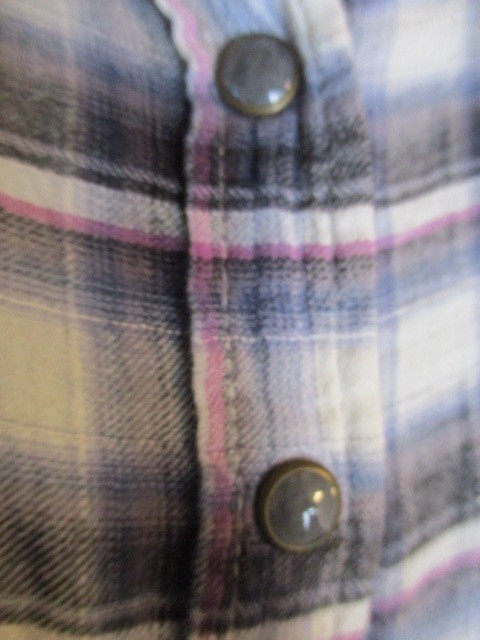 Free People FAB! Plaid Crochet Lace Insert Lower Peplum Shirt in Blue Plaid 2