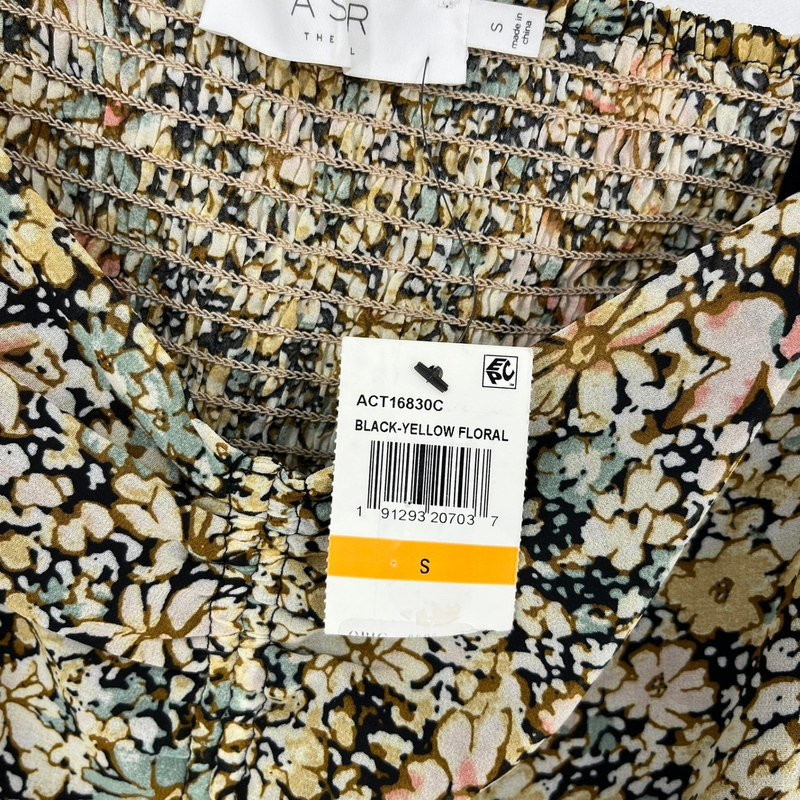 ASTR The Label Black Yellow Floral Ruched Crop Top ACT16830C Small New NWT