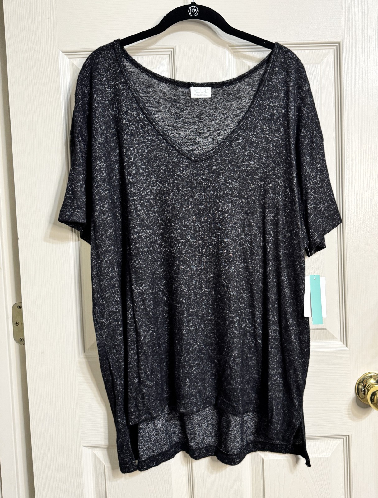 NWT Nordstrom Rack ABound Size XXL Black Marble Soft Knit Tunic Tee T-shirt Top