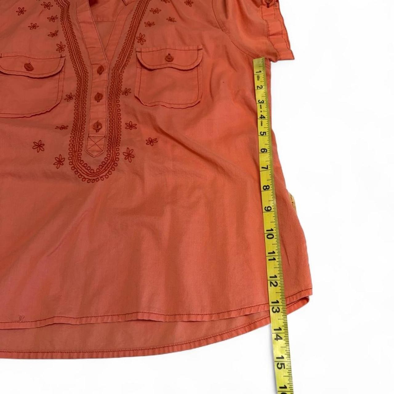 Royal Robbins Embroidered Peach Orange Blouse Top Women’s Medium Preppy Summer