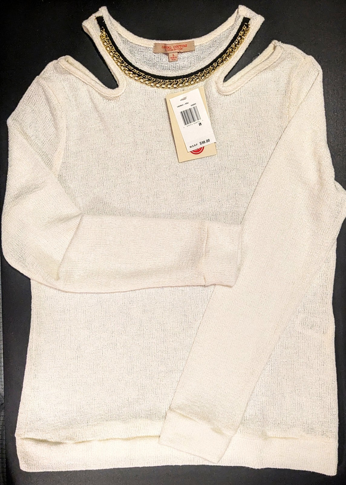 NWT Casual Couture by Green Envelope Women’s L Boutique High-end Cold Shoulder