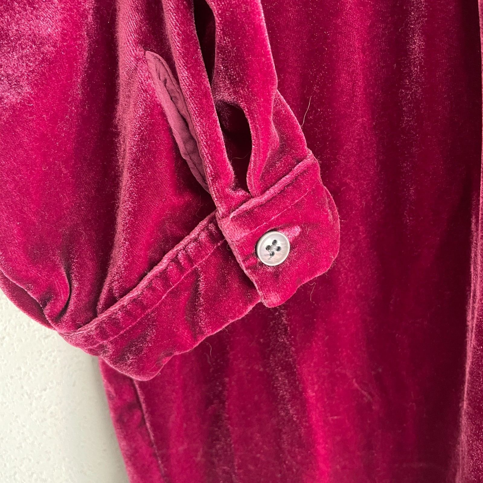 Vtg Coldwater Creek Blouse XL Pullover Velvet Magenta Victorian Goth Romantic