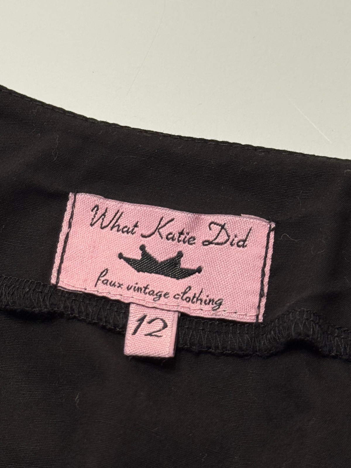 What Katie Did 50s-Style Black Cotton Cropped Wrap Top Tie Bow Waist Retro Pinup