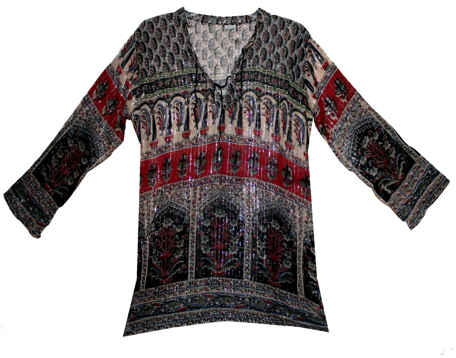 Indian Ethnic Top Blouse Cotton Lurex Tunic Hippie Gypsy Boho Blusa Dress Women