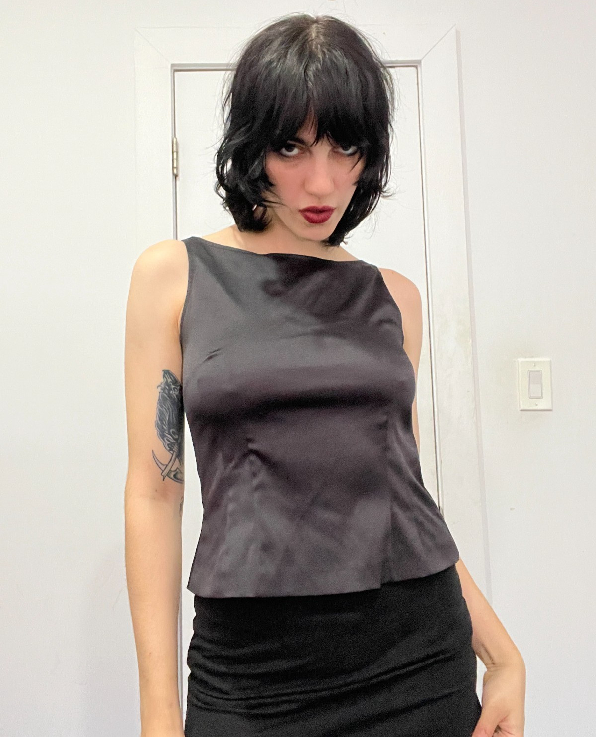Sexy Vintage Satin Looking Gothic Tank Top Blouse by NY&CO
